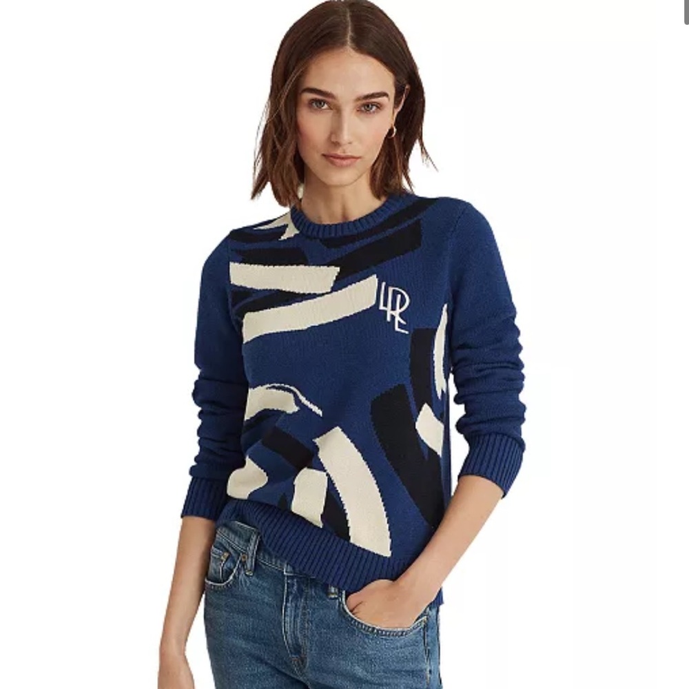Lauren Ralph Lauren Geometric Combed Cotton Sweater